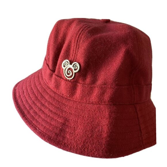 Disney Parks Red Wool  Hat Silver‎ Mickey Mouse - Picture 1 of 6